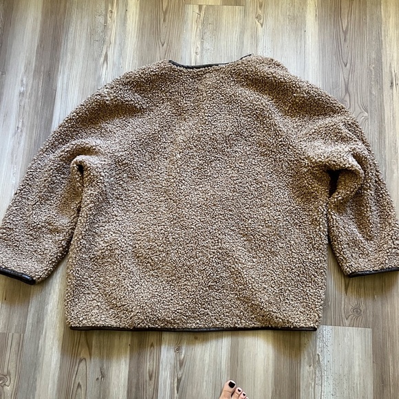 Avec Les Filles Faux Fur Toggle Coat Sherpa Shearling Brown - Picture 12 of 16